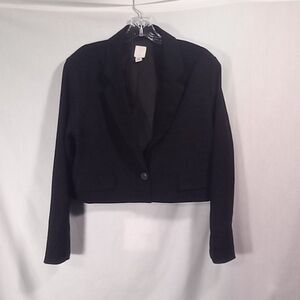 Joie Black Cropped Single Button Blazer Size L